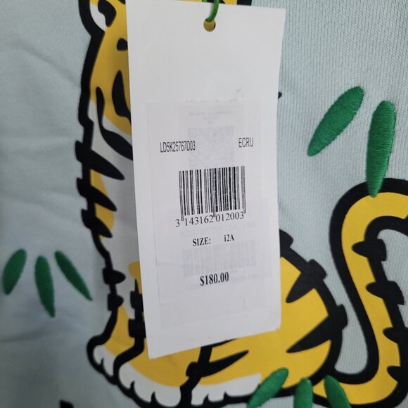 NEW KENZO KIDS Ecru Tiger Logo Hoodie Size 12A - Picture 4 of 5